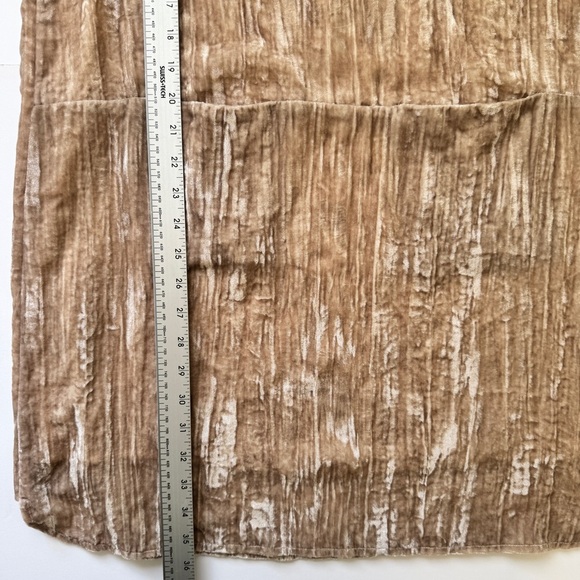 Anthropologie Floreat Crinkled Velvet Tunic Shift Dress Tan Neutral Sheen Sz S - Picture 12 of 16